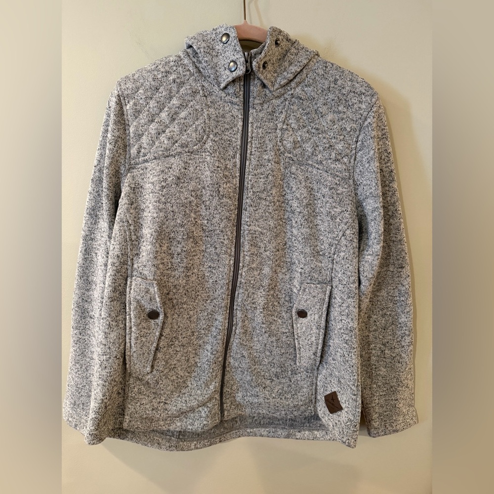 5/$25!! Eddie Bauer Gray and Plaid Fleece Hoodie